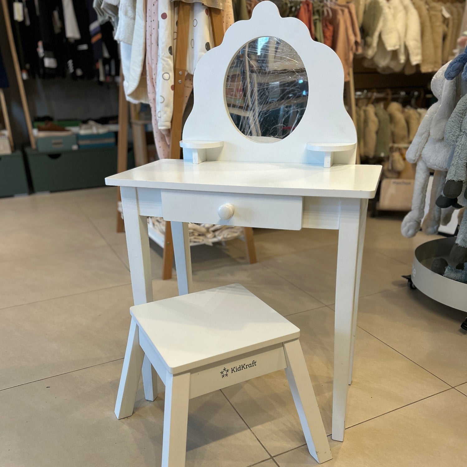 Medium Vanity & Stool – White