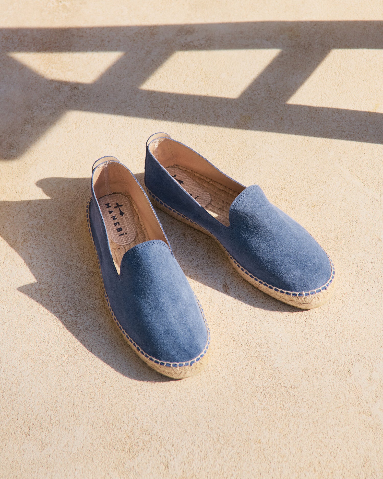 Men's Suede Flat Espadrilles - Indigo
