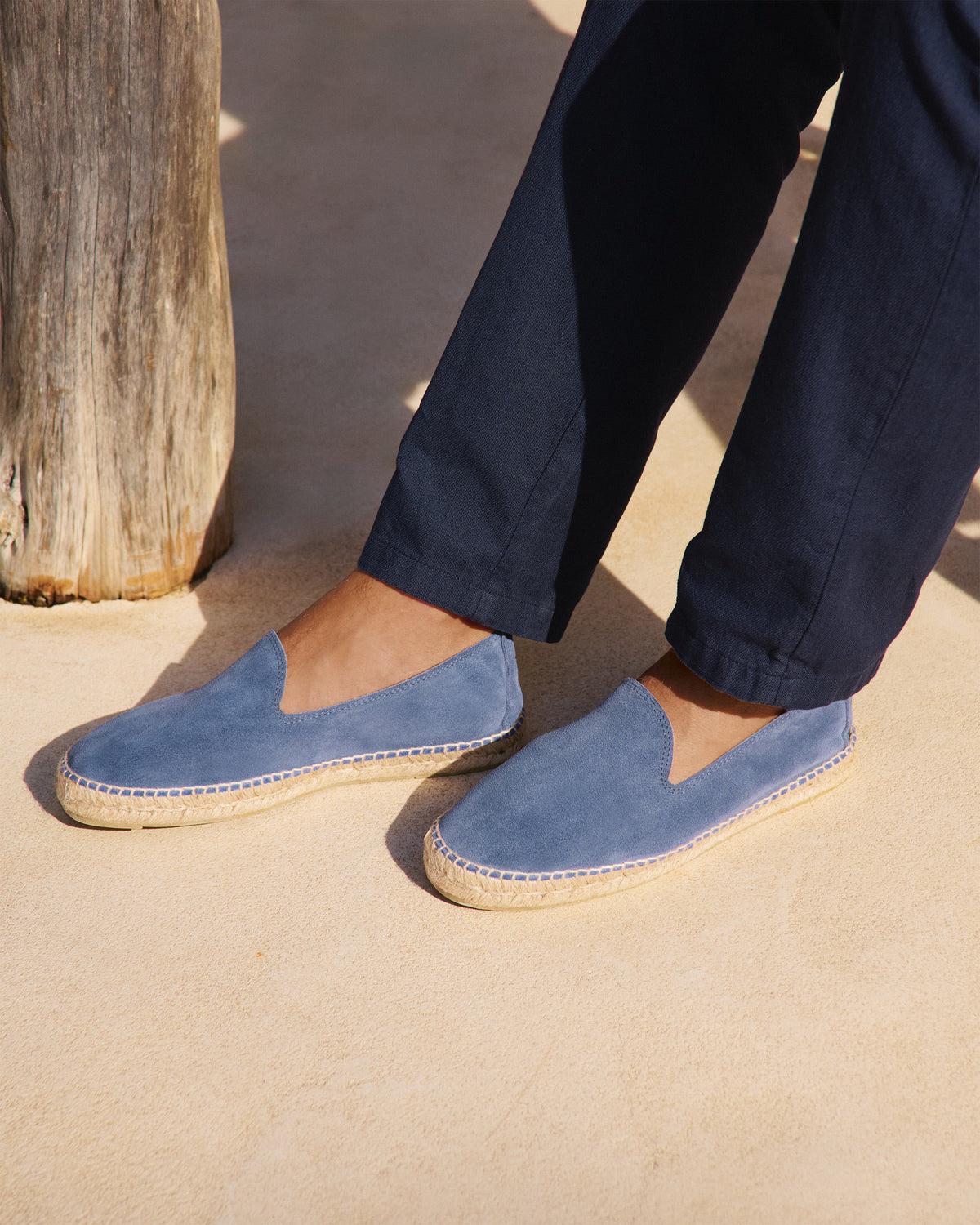 Men's Suede Flat Espadrilles - Indigo