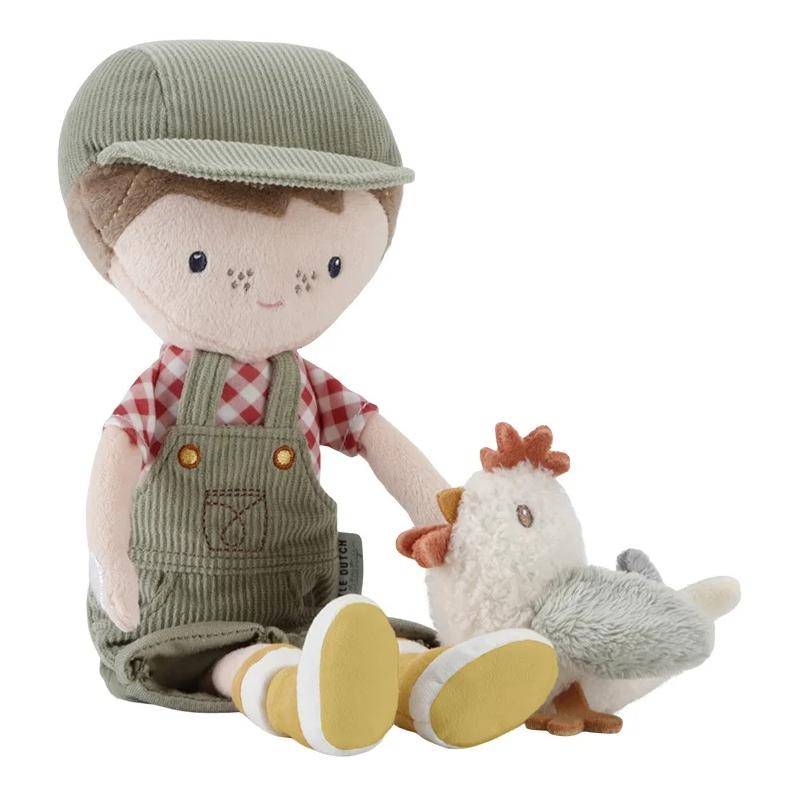 Cuddle doll Jim Farmer with chicken 35cm