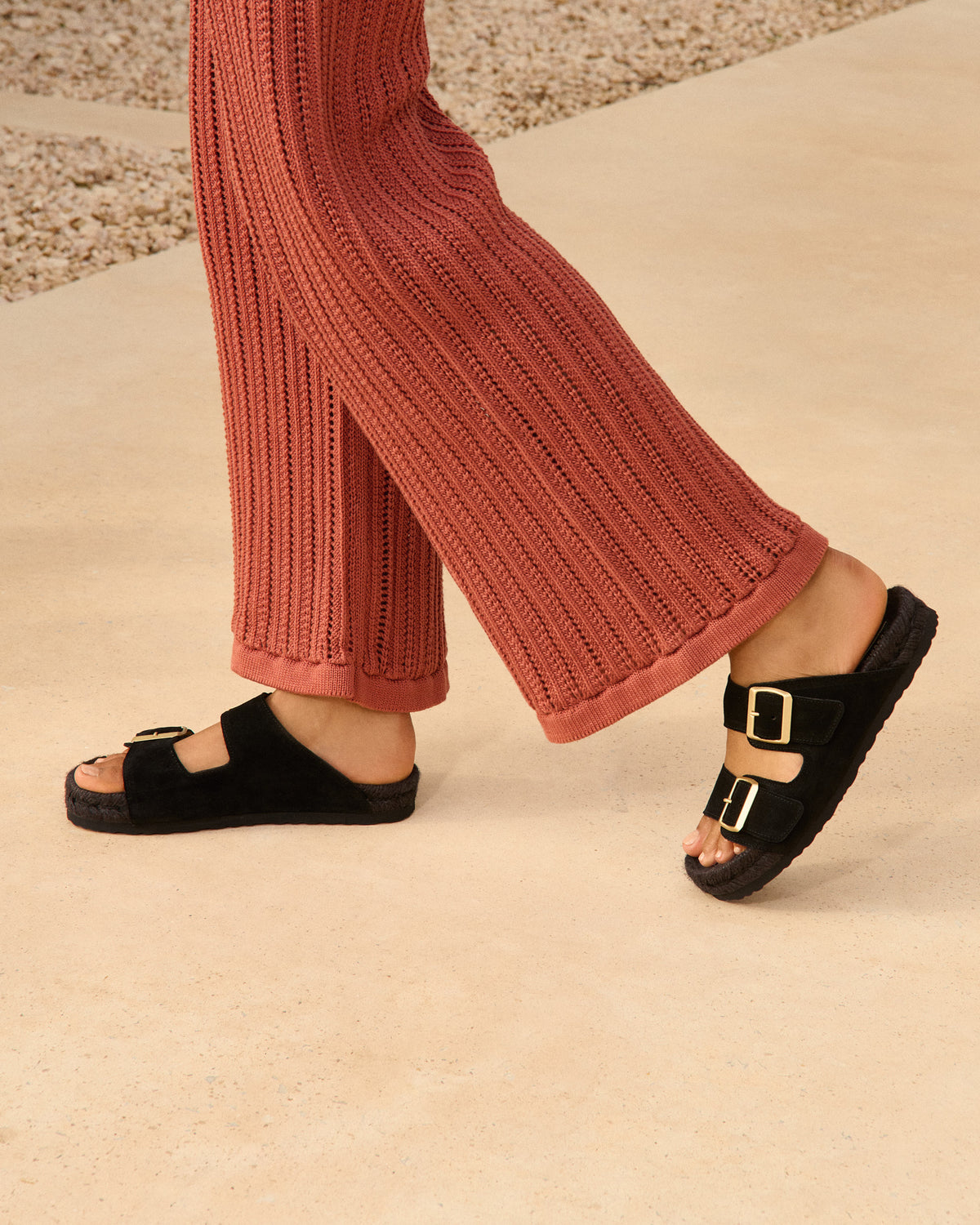 Women's Suede Nordic Sandals - Black