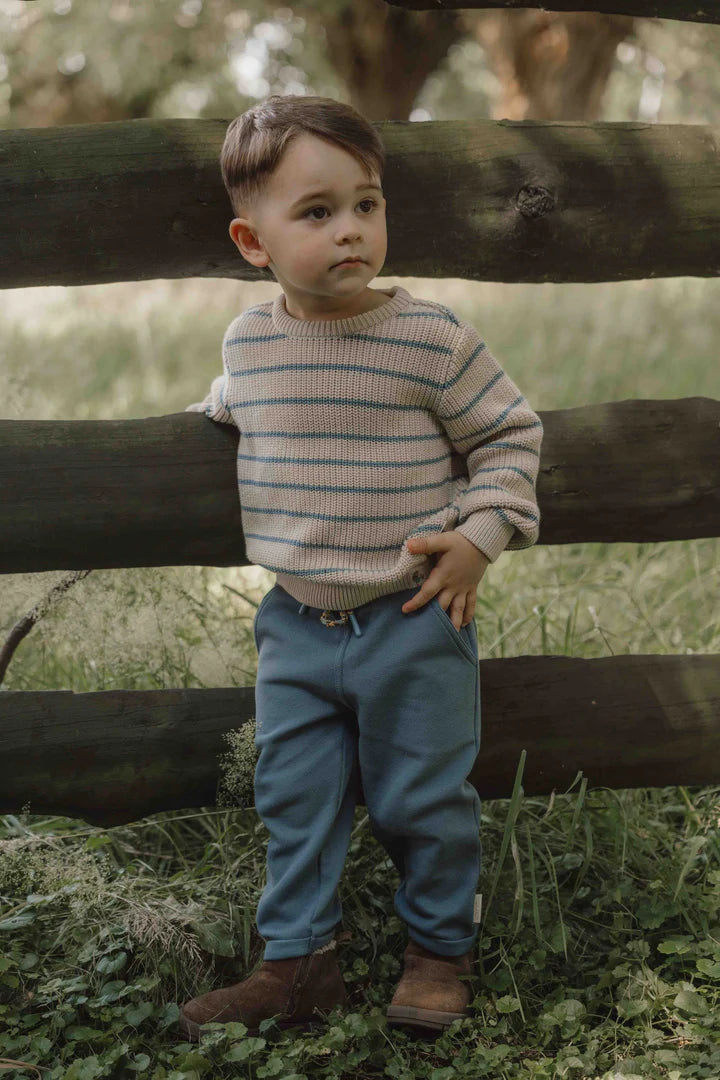 Knitted Sweater Ice Blue Stripe | Little Farm