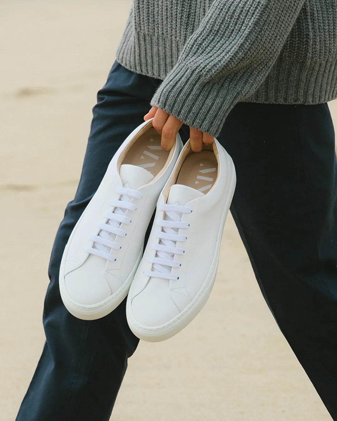 Men's Calf Leather Sneakers Canyon - White