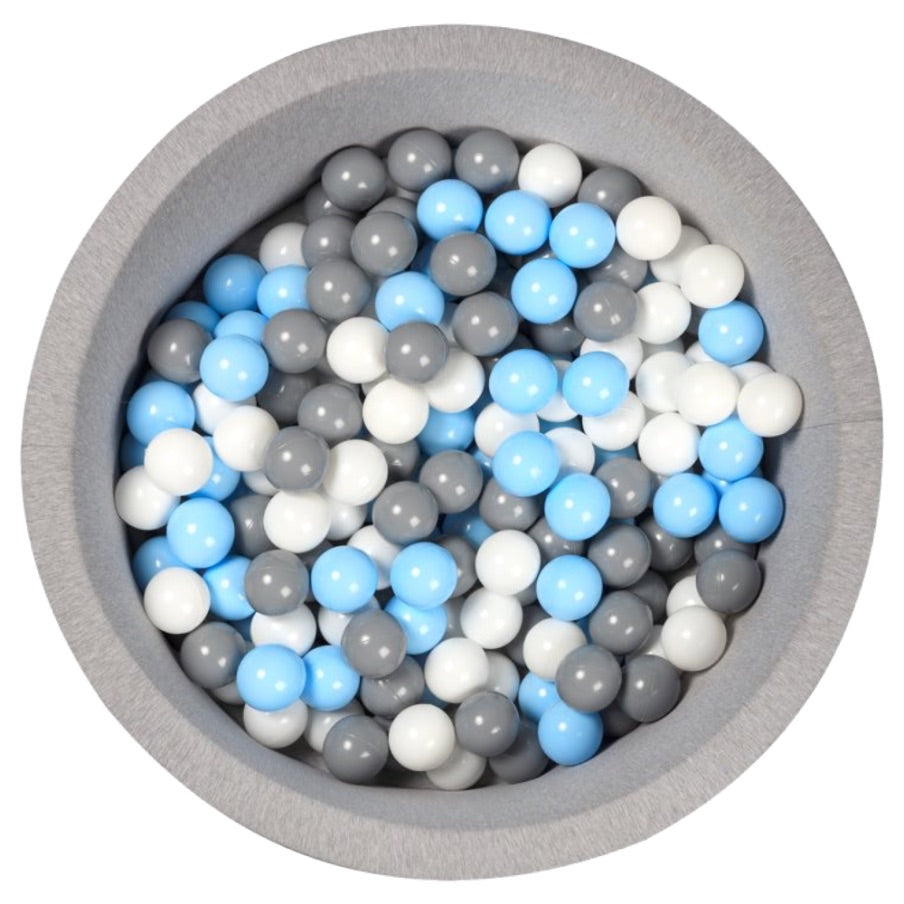 Organic Cotton Light Gray Ball Pit with 200 ((Grey/Blue/White) Balls