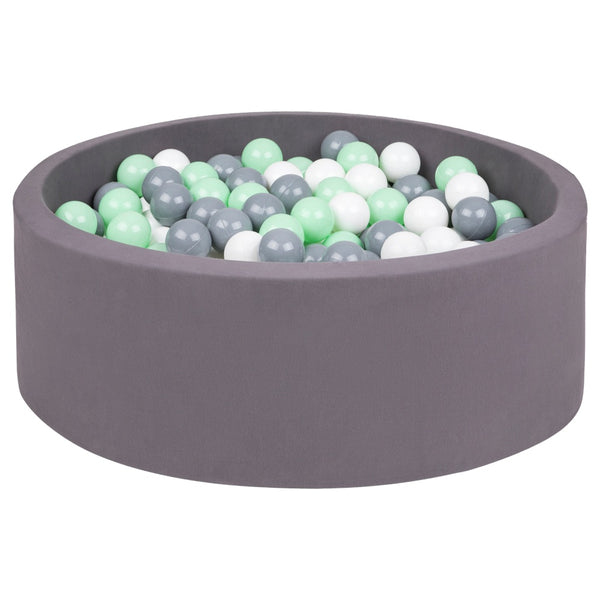 Organic Cotton Gray Ball Pit with 200 ((Grey/Mint/White) Balls