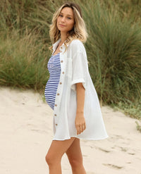 Bertille white maternity and nursing shirt dress