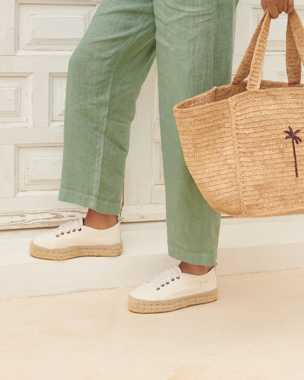 Women's La Havana Lace-Up Espadrilles - Organic Hemp White