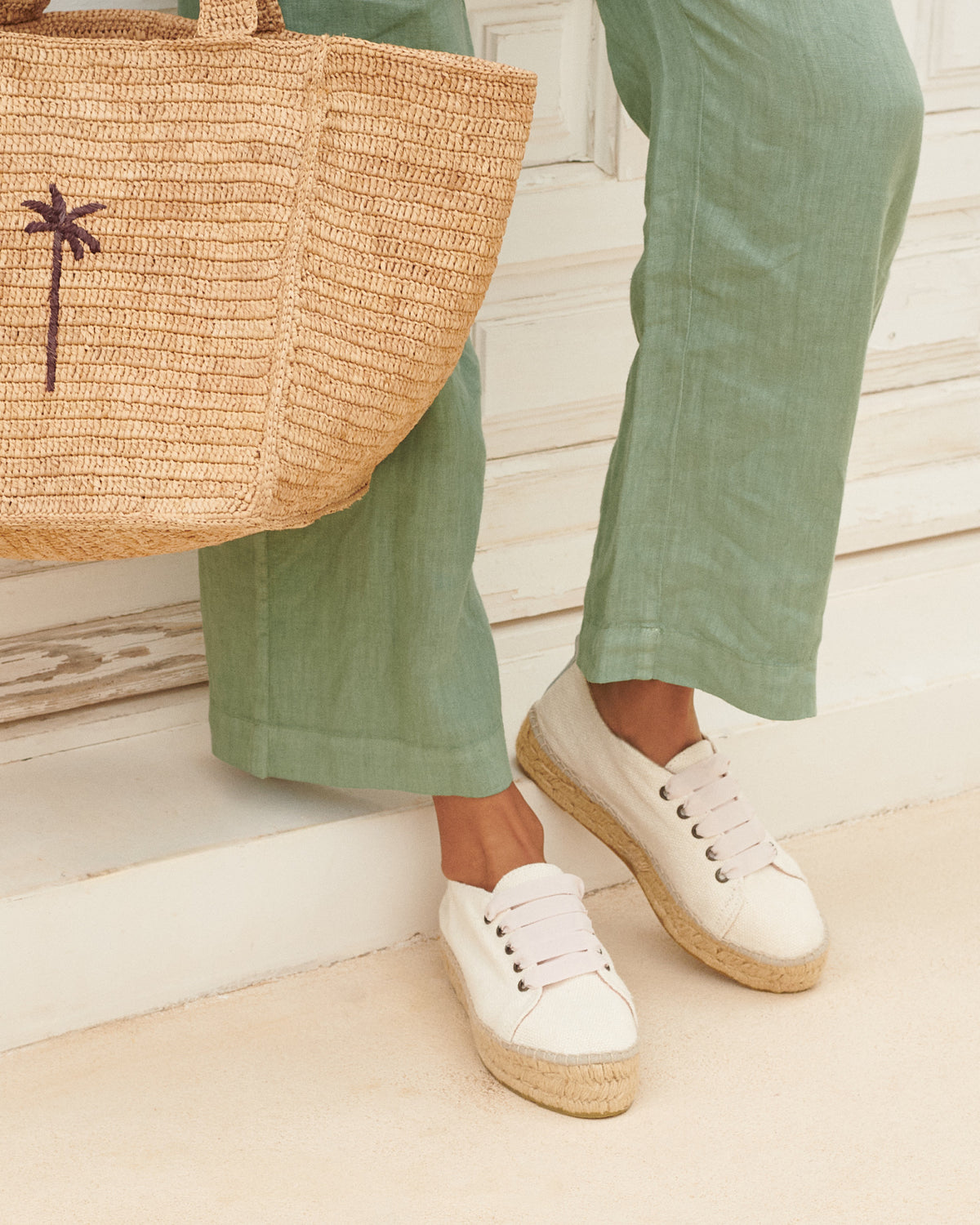 Women's La Havana Lace-Up Espadrilles - Organic Hemp White