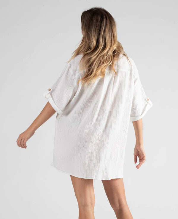 Bertille white maternity and nursing shirt dress