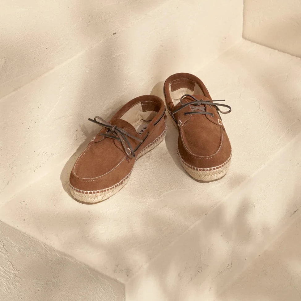 Men's Suede Boat Shoes Espadrilles Hamptons - Brown Sugar