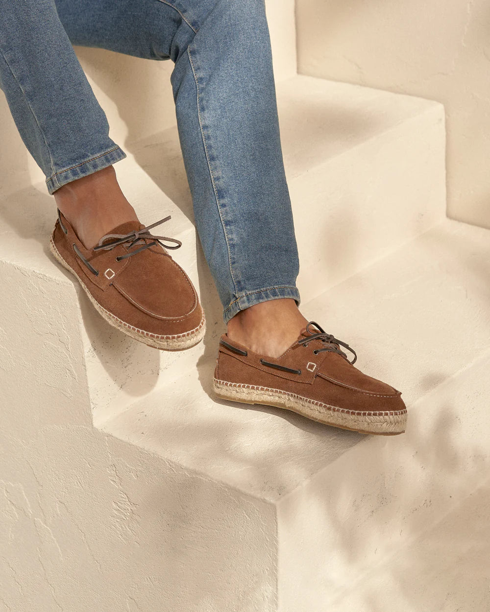 Men's Suede Boat Shoes Espadrilles Hamptons - Brown Sugar