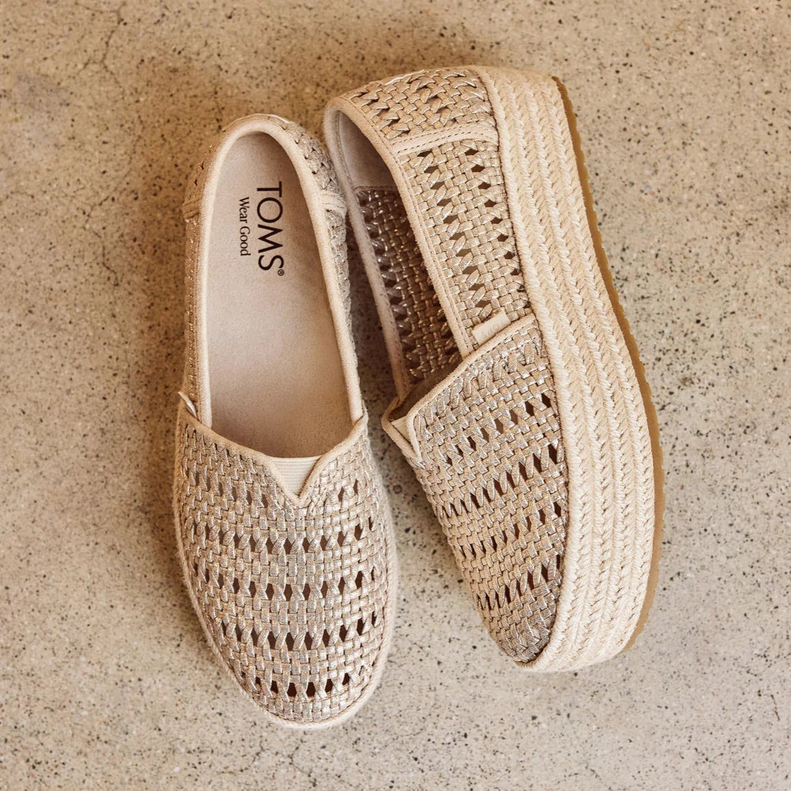 Women's Valencia Platform Espadrille - Champagne Metallic Basket Weave