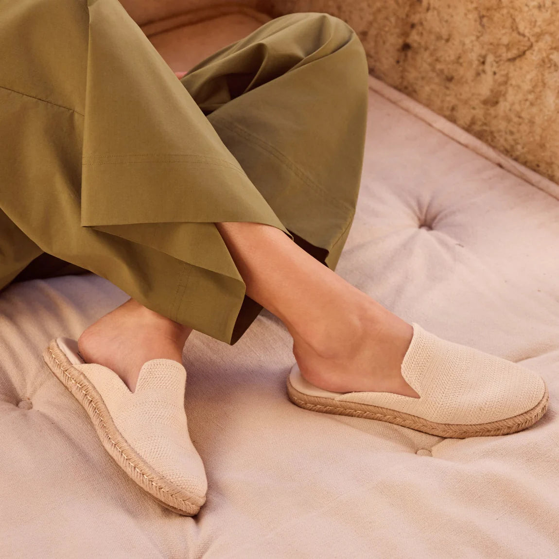 Women's Santiago Mule - Natural Undyed Metallic Linen Stripe
