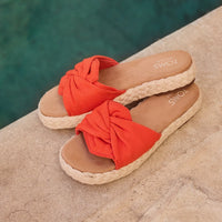 Women's Abby Slide Platform Knot Sandal - Flame Beachside Woven