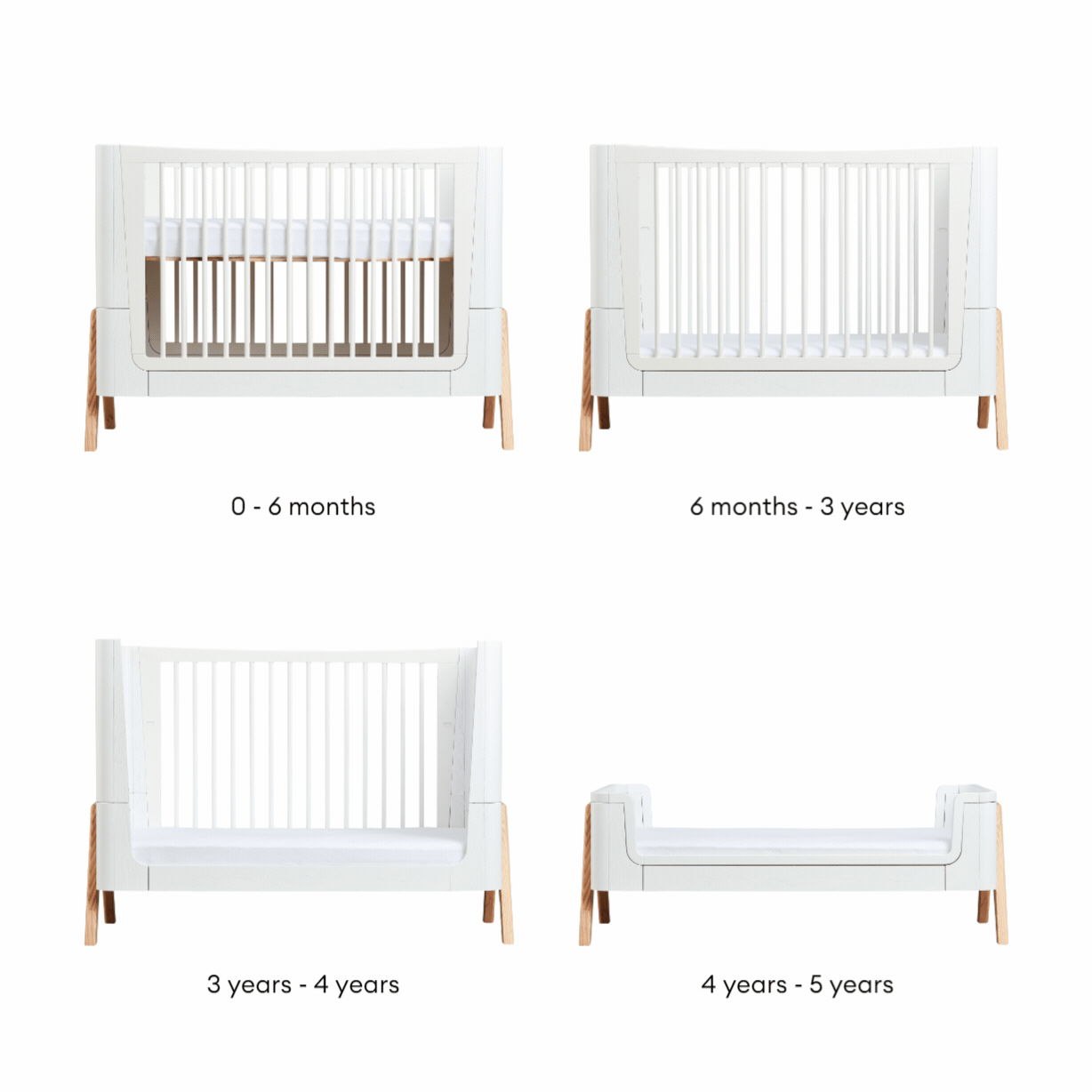 Hera 3 Piece Set - Cot, Dresser & Wardrobe - Natural/Walnut