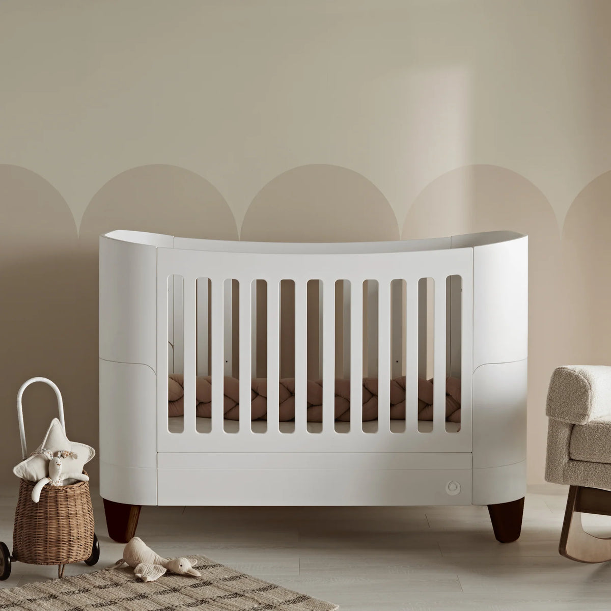 Serena Convertible Cot Bed White/Walnut