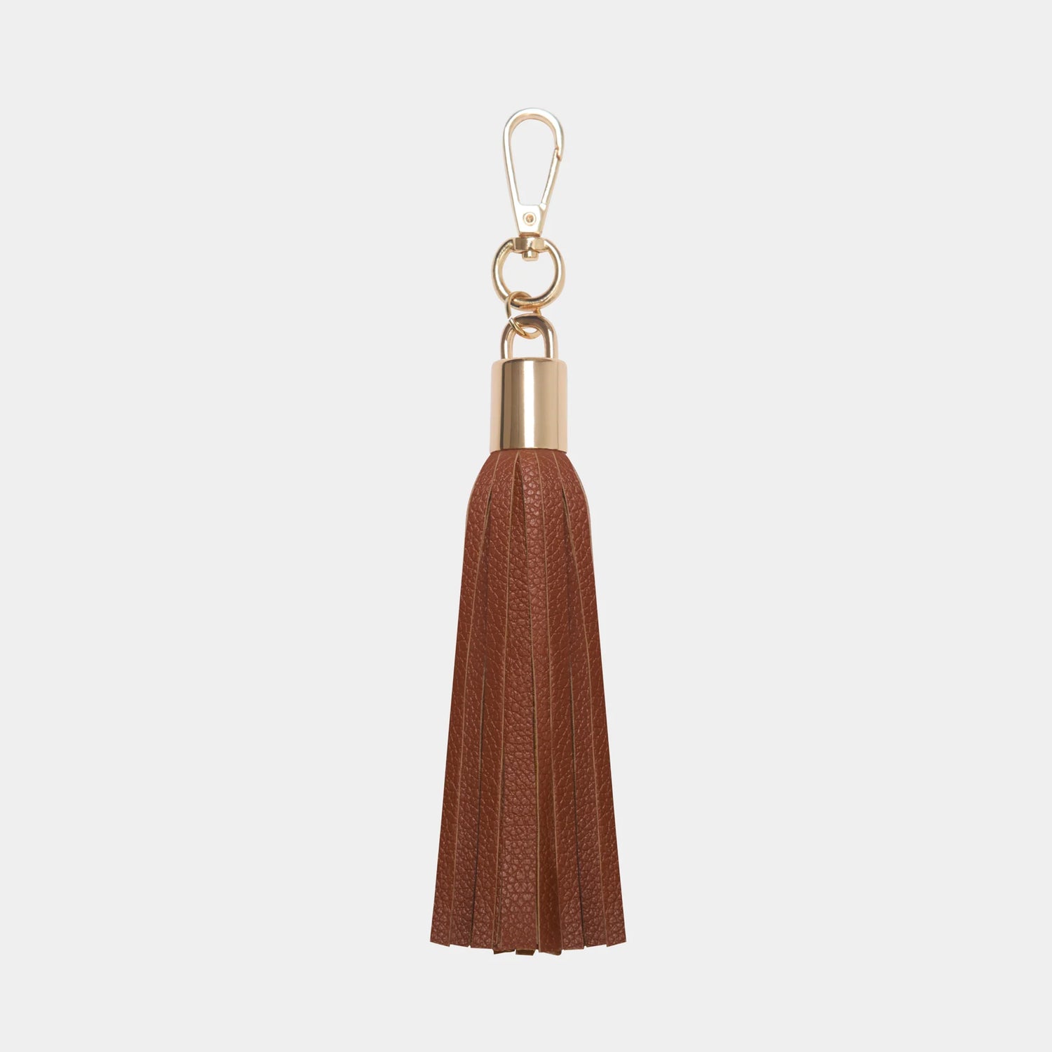 Luxe Tan Vegan Leather Tassel Keyring