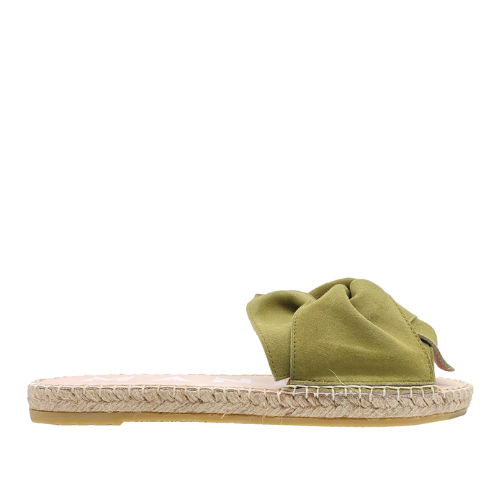 Women's Soft Suede Sandals with Knot Hamptons - Kaki Green