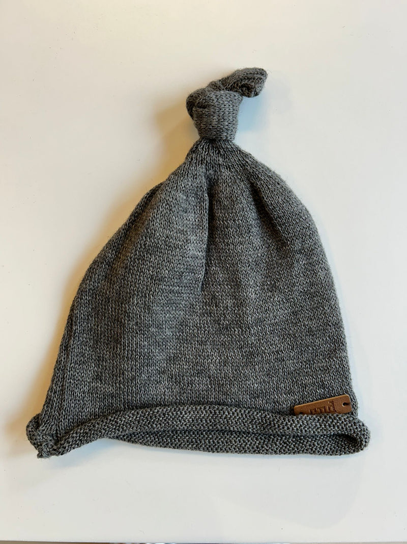 Cotton-Wool Knit Hat With Noeud