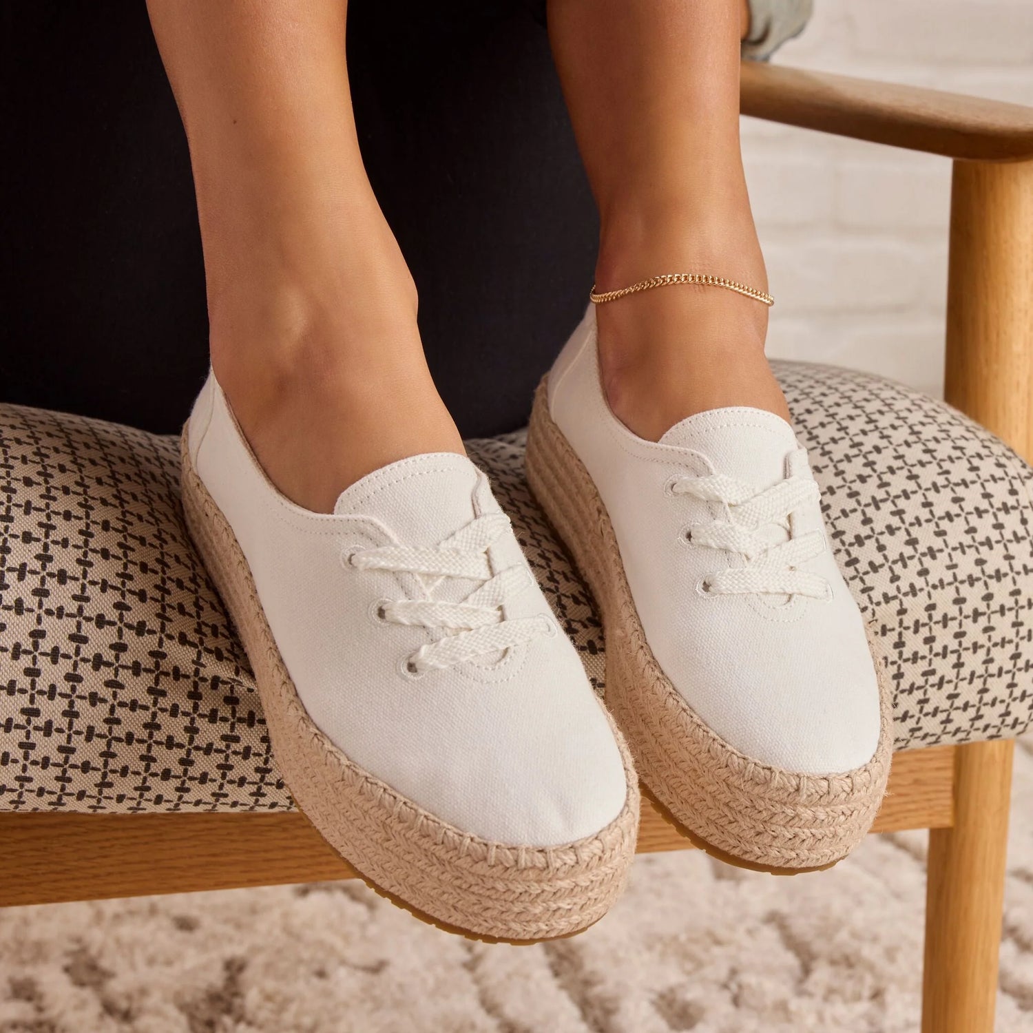 Women's Valencia Lace-Up Platform Espadrille | White Canvas
