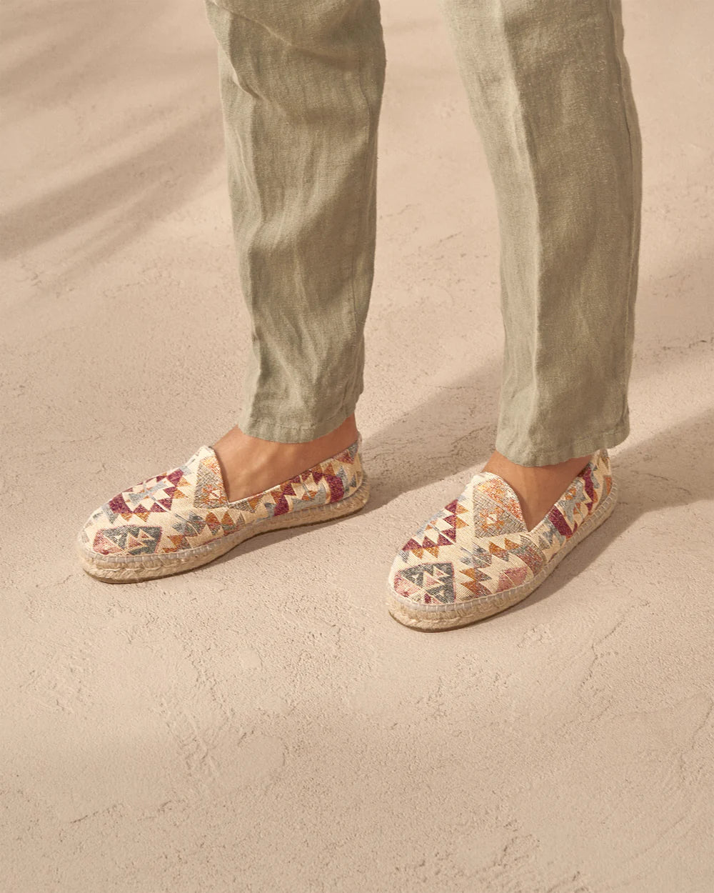 Men's Flat Espadrilles Aztec - Red Indigo On Beige