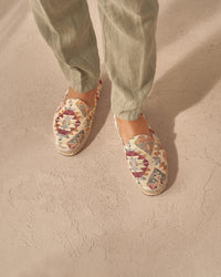Men's Flat Espadrilles Aztec - Red Indigo On Beige