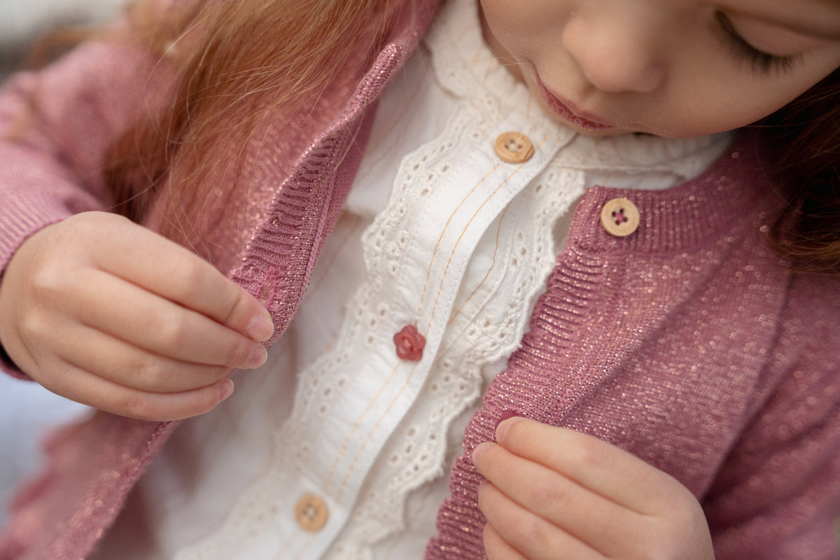 Pink Buttons Knitted Cardigan | Fairy Garden