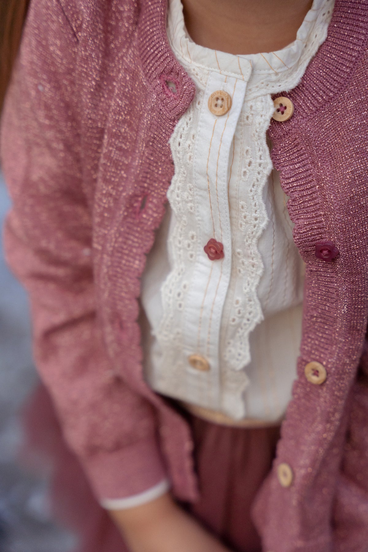 White Long Sleeve Blouse with Buttons | Fairy Garden