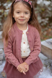 Pink Buttons Knitted Cardigan | Fairy Garden