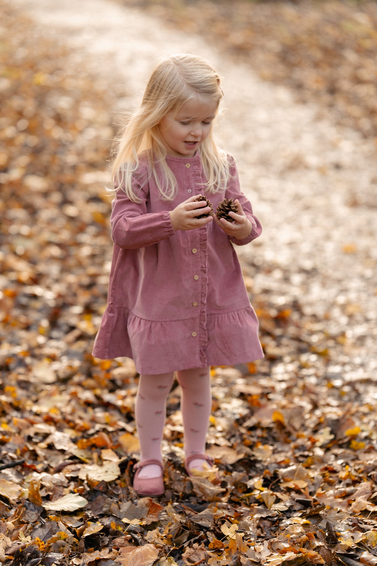 Pink Long Sleeve Corduroy Dress | Fairy Garden