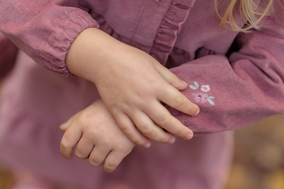 Pink Long Sleeve Corduroy Dress | Fairy Garden