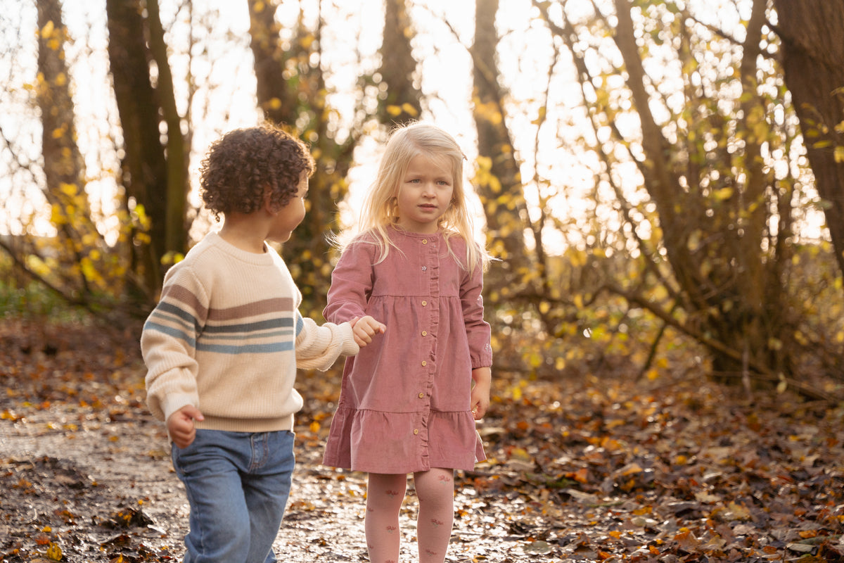 Pink Long Sleeve Corduroy Dress | Fairy Garden