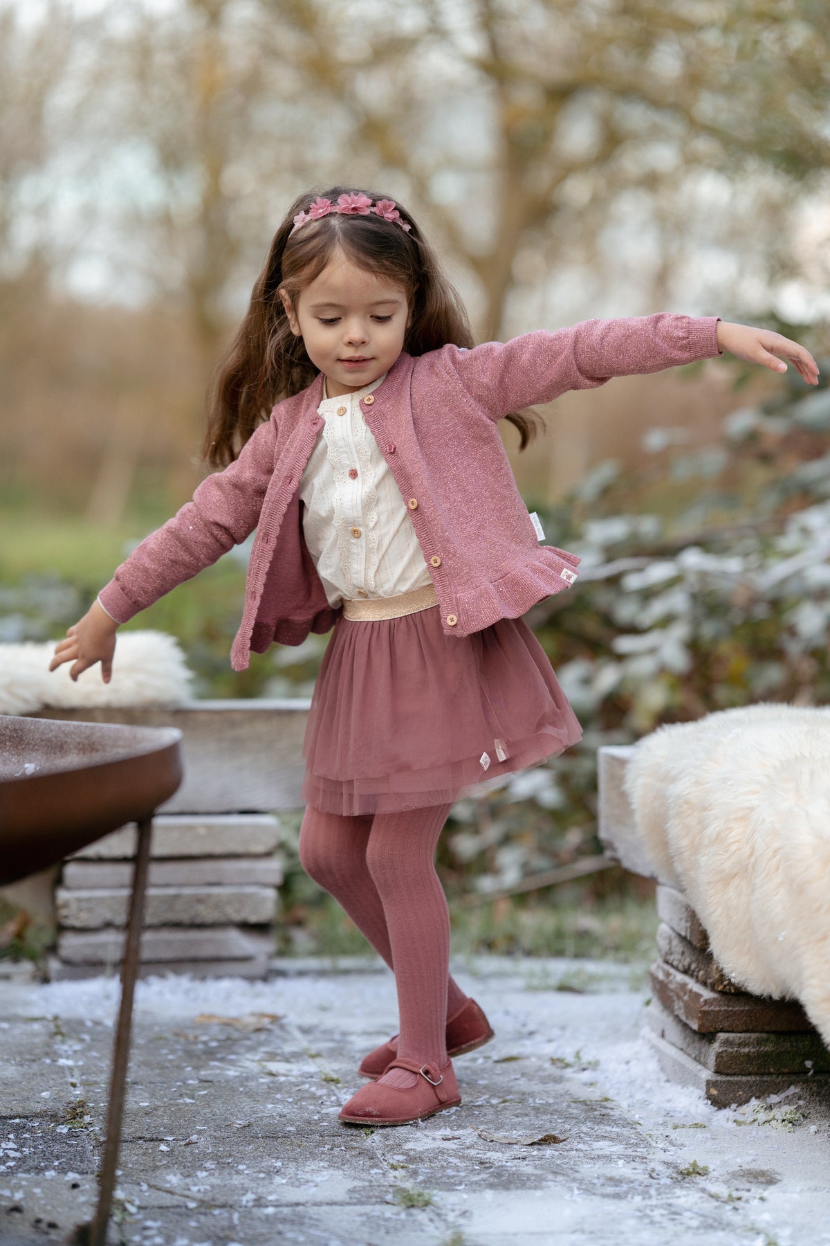 Pink Buttons Knitted Cardigan | Fairy Garden