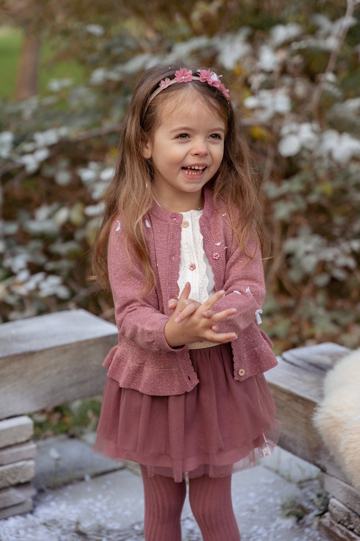 Pink Buttons Knitted Cardigan | Fairy Garden