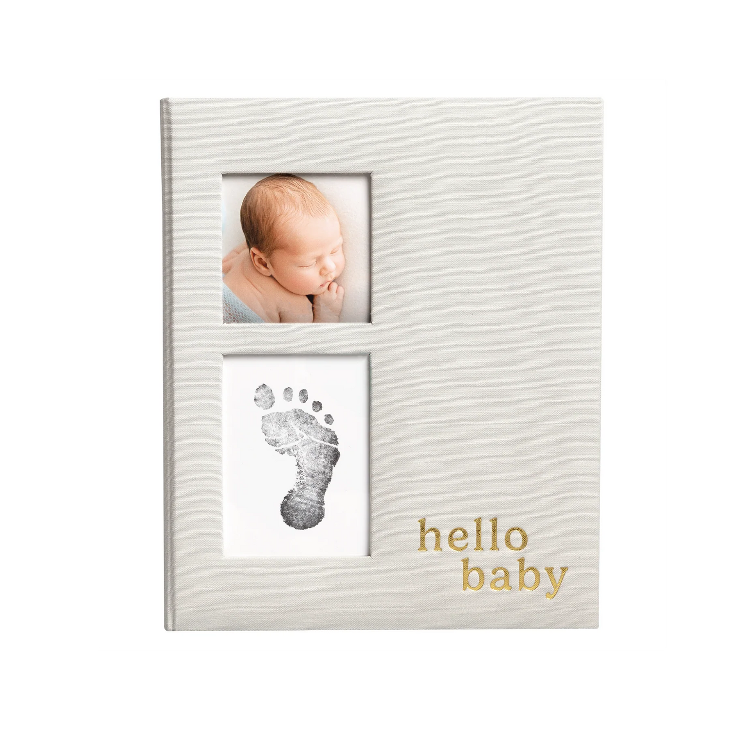Hello Baby | Grey Linen Baby Book