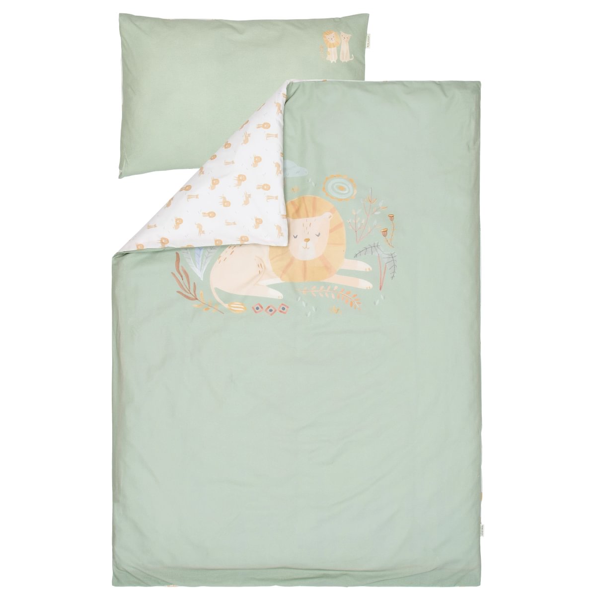 Cot Duvet Cover Reversible | Green Safari Leo