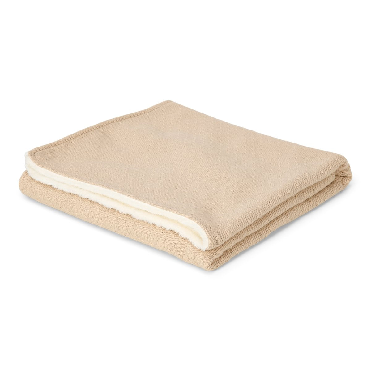 Fleece Knitted Cot Blanket | Pure Soft Beige