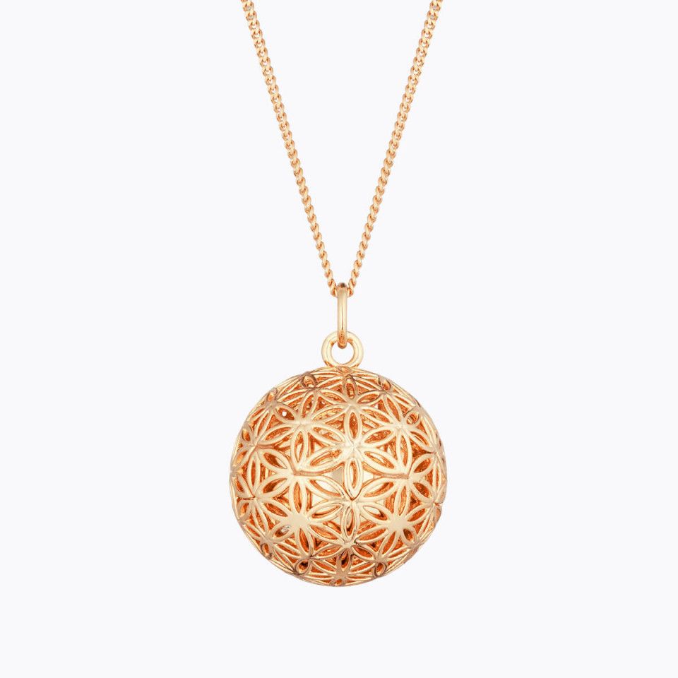 Necklace - Flower of life pregnancy ball Pink Gold