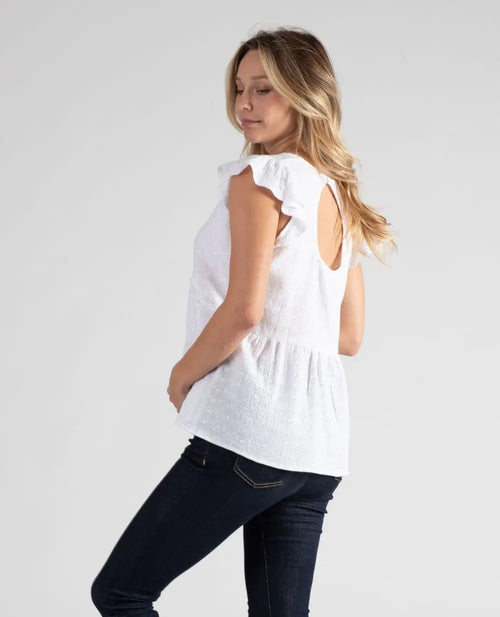 Suzanne white embroidered butterfly top for pregnancy and breastfeeding