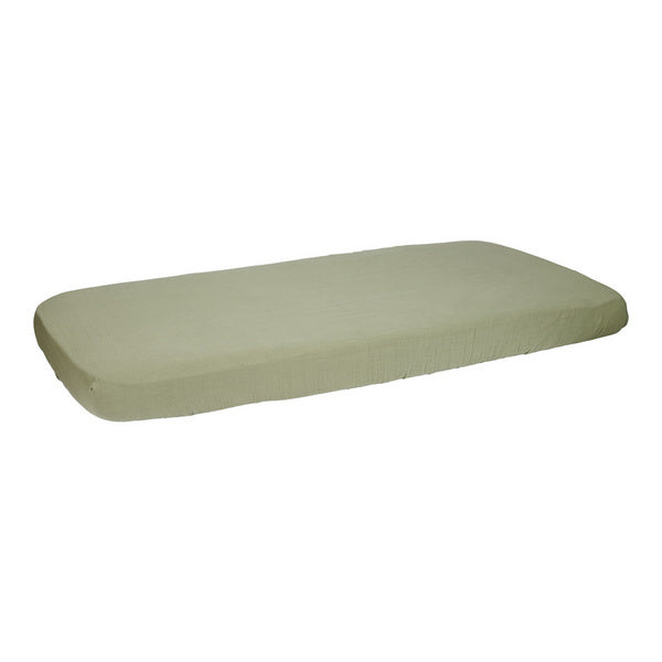 Fitted cot sheet muslin Olive