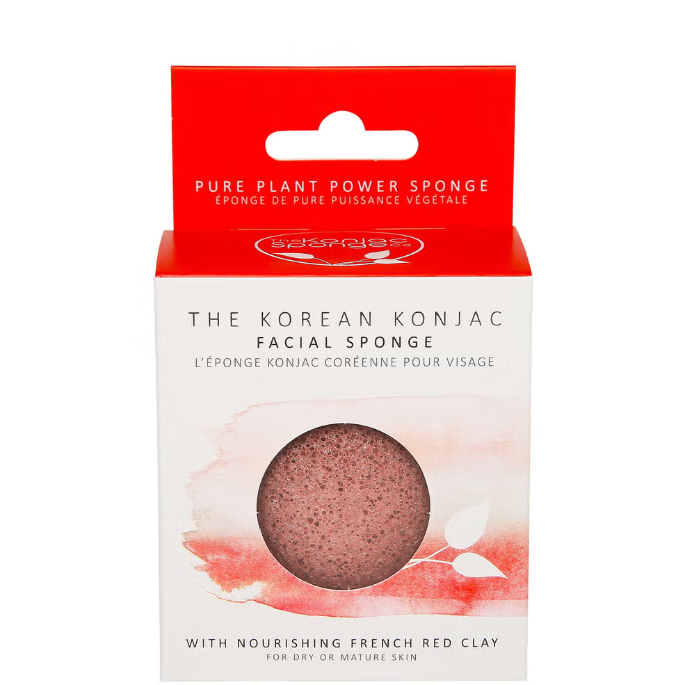 Konjac Facial Puff Sponge With Red French Clay