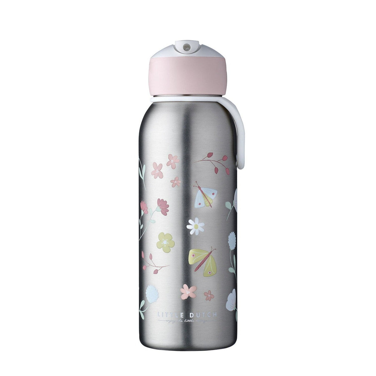 Insulated bottle flip-up Campus 350 ml - Flowers & butterflies