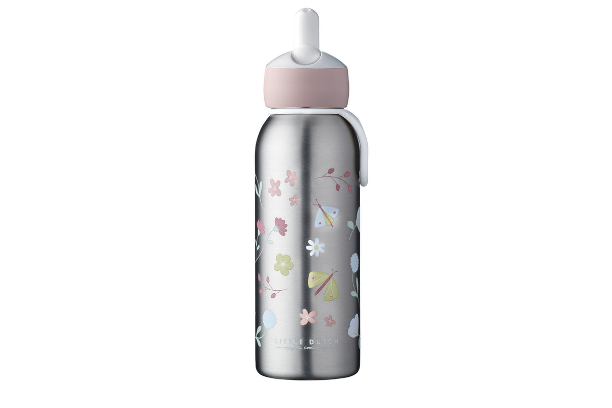 Insulated bottle flip-up Campus 350 ml - Flowers & butterflies