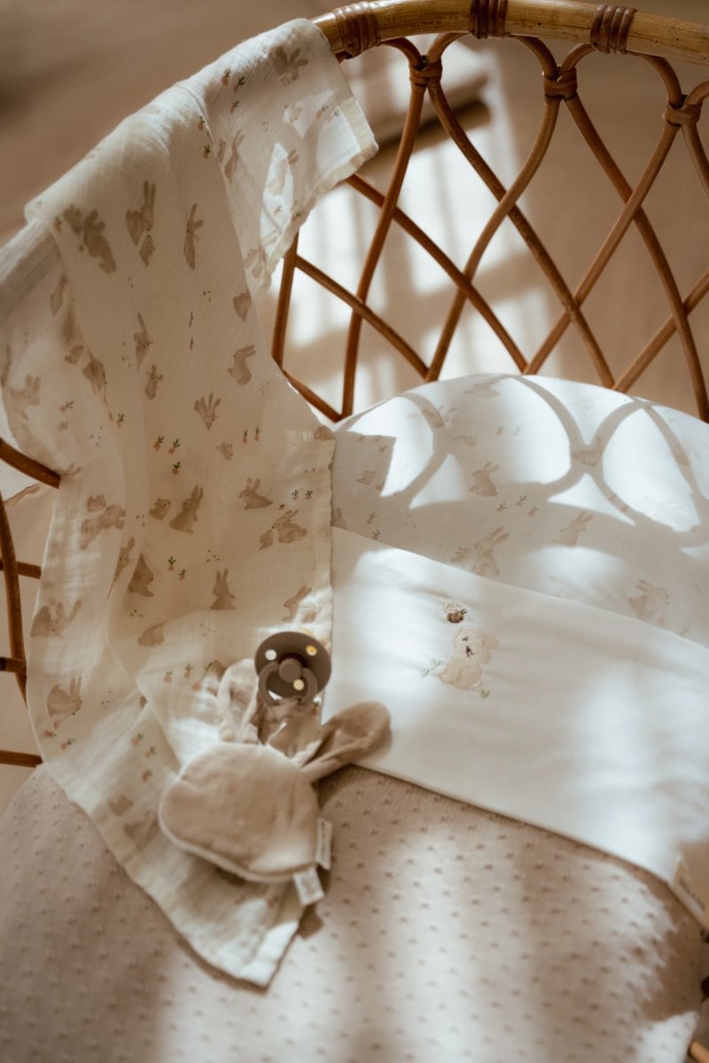 Cot Sheet Embroidered Baby Bunny | Newborn Naturals