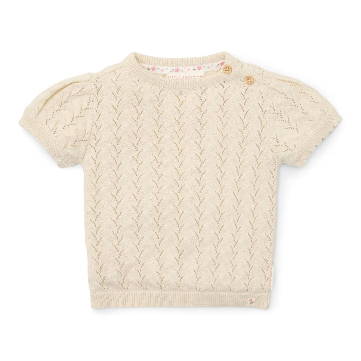 Knitted Short Sleeve Pullover - Creme