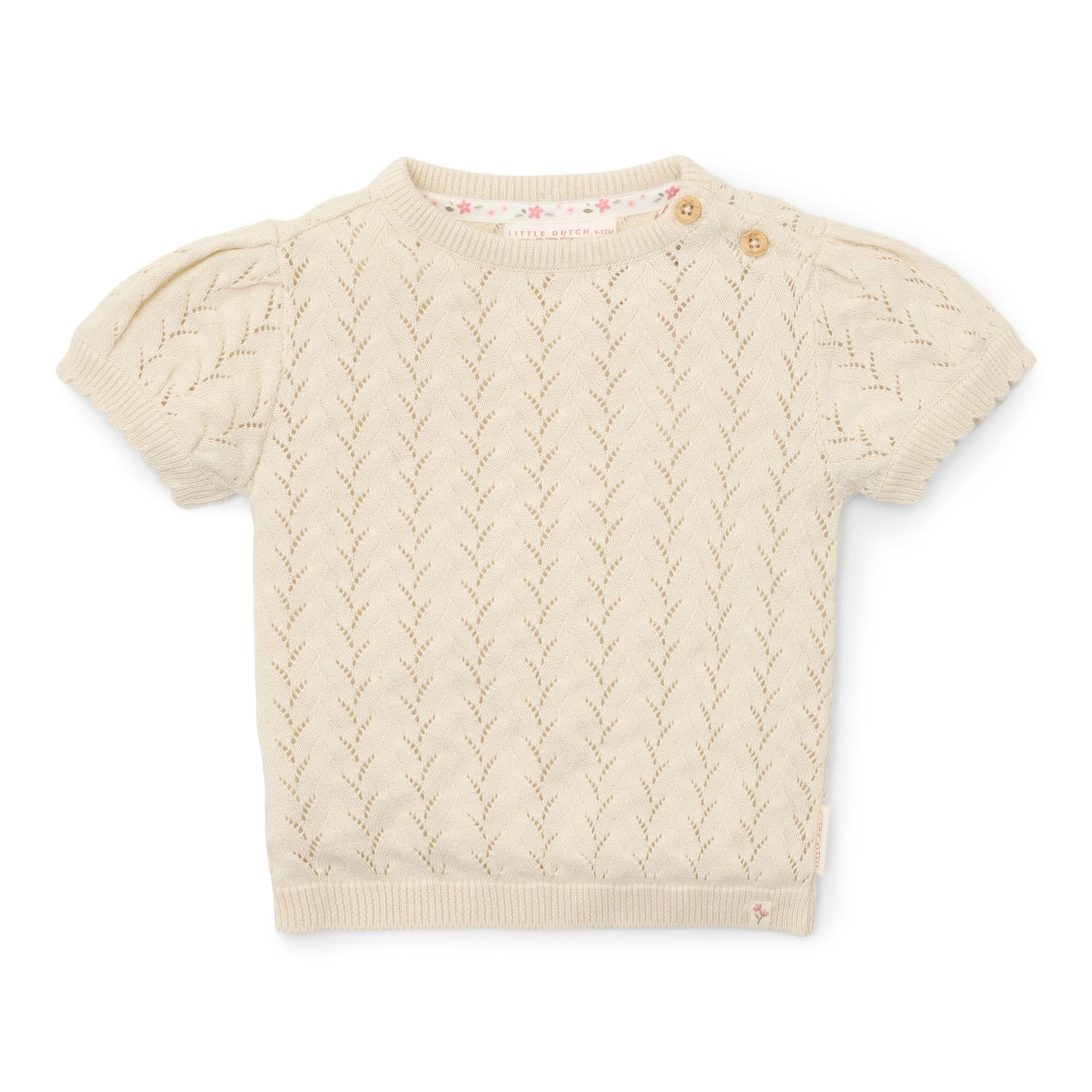 Knitted Short Sleeve Pullover - Creme