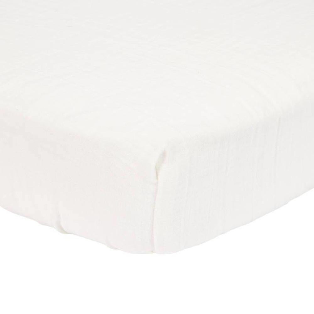 Fitted cot sheet muslin Soft White