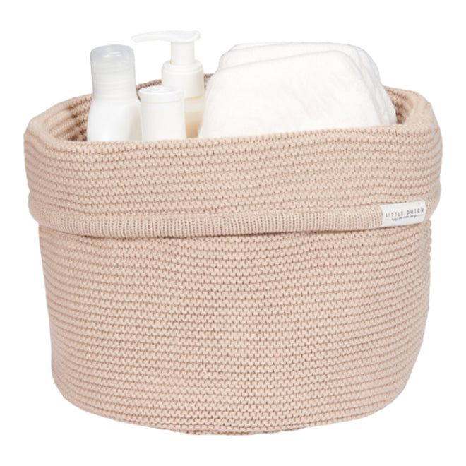 Knitted storage basket round Beige