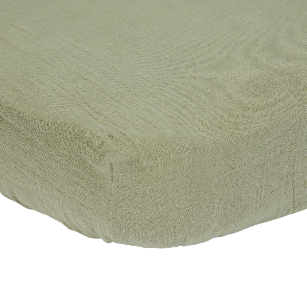 Fitted bassinet sheet Muslin Olive