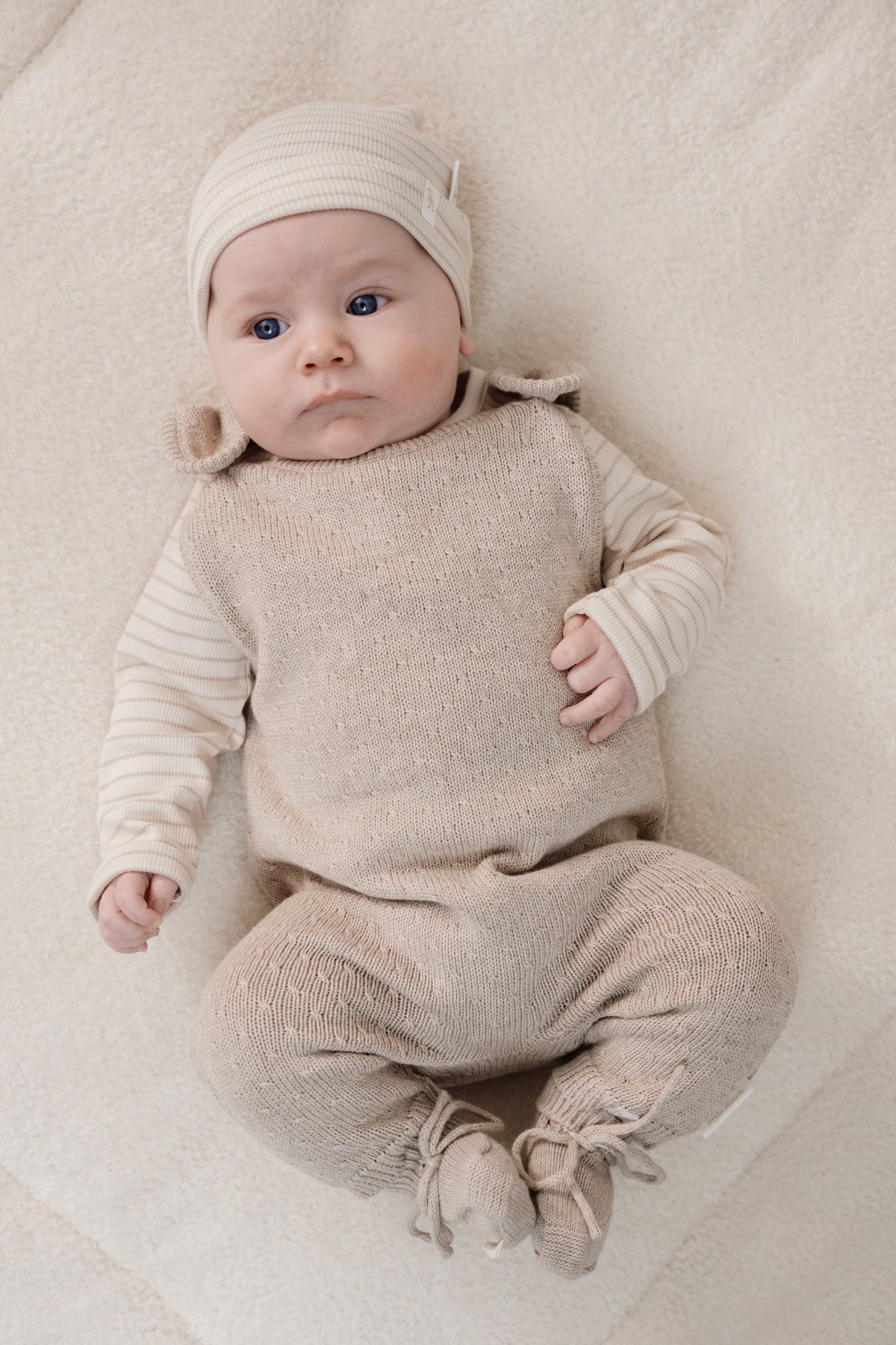 T-Shirt Long Sleeve Soft Beige Stripe | Newborn Naturals